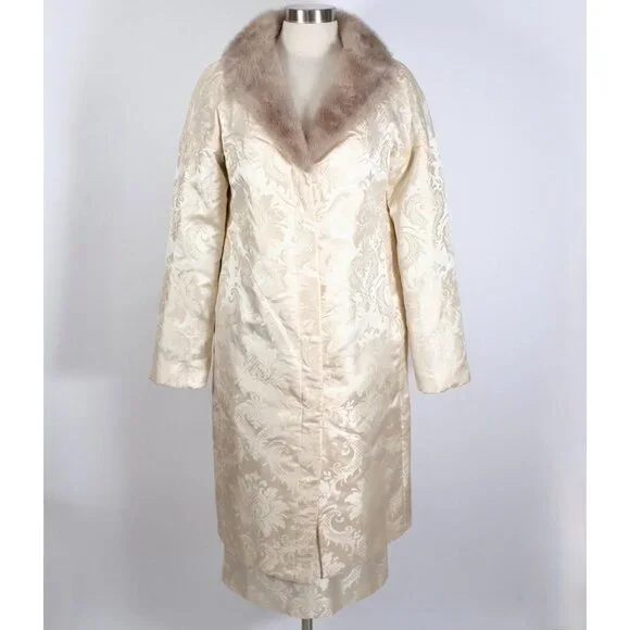 Y2K Dolce&Gabbana skirt suit jacket 42 US 6 Fall 1997 /8 brocade mink fur collar
